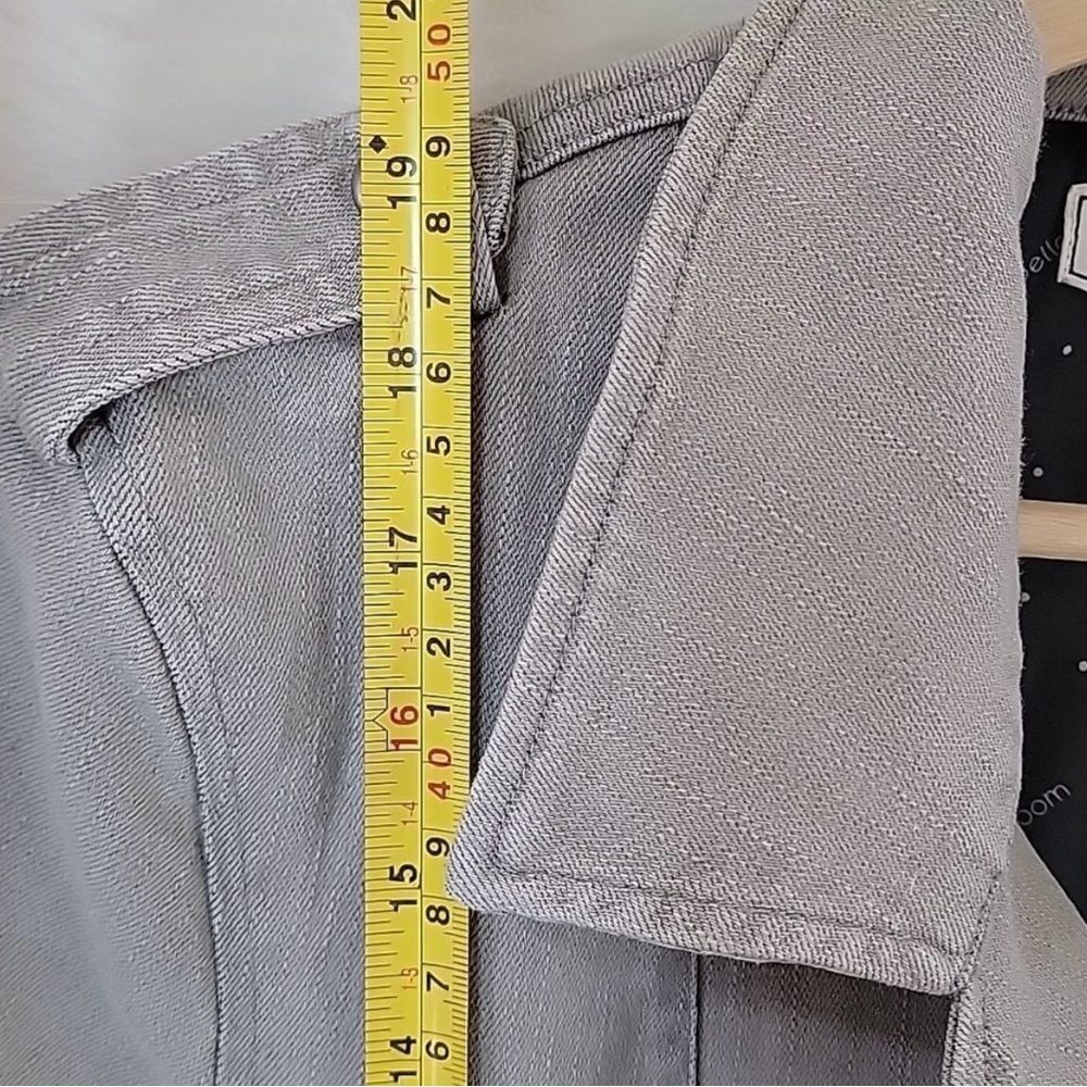 BELLE AND BLOOM MEDIUM CROP JACKET Limelight Gray Denim Moto Jacket - Picture 7 of 12